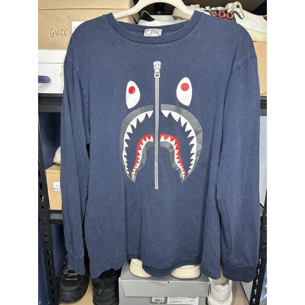 BAPE shark Long sleeve T Shirt Size L Fits like a MEDIUM A Bathing Ape